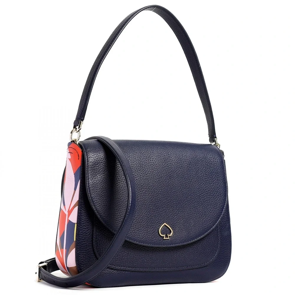 Kate Spade Kailee Medium Flap Shoulder Bag Tropical Toss Nightcap Pebble Leather